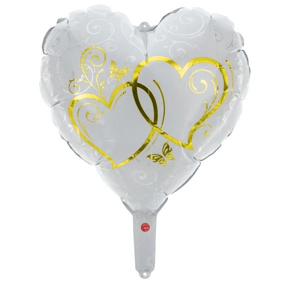 Hart Helium Ballon Wit Goud Leeg 45cm