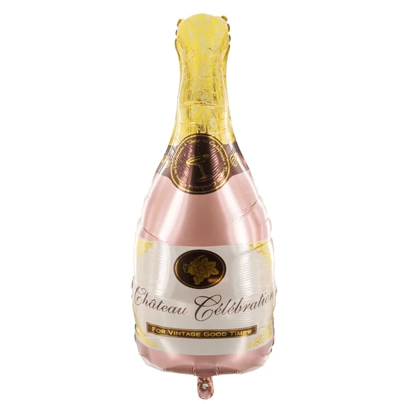 Champagne Fles Helium Ballon Roze Leeg 49cm