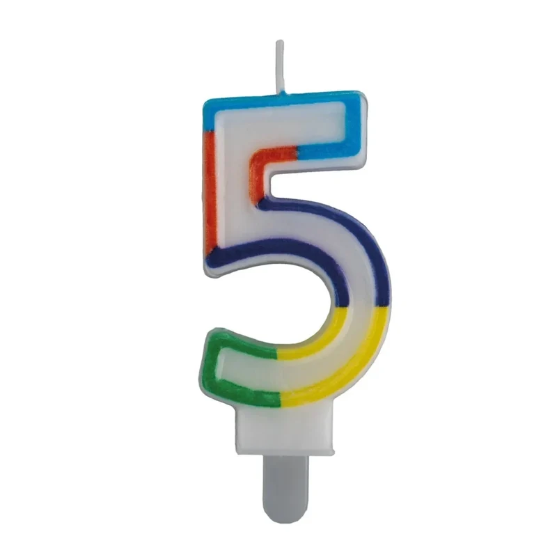 5 Jaar Kaars Gekleurde Rand 7cm