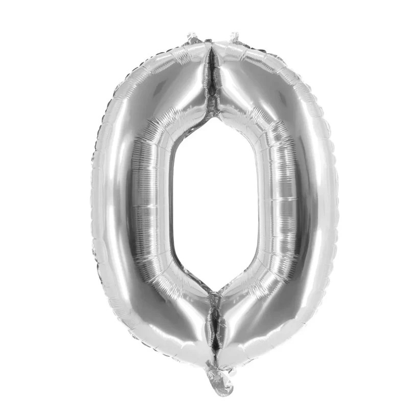 0 Jaar Cijfer Ballon Zilver Leeg 85cm