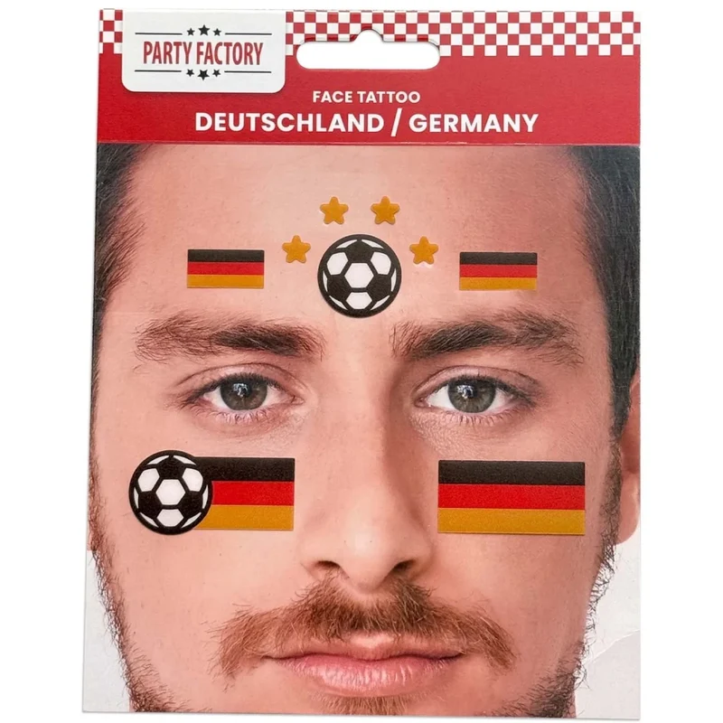 Voetbal Nep Tattoos Gezicht Glitter Duitse vlag
