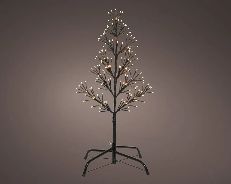 Verlichte metalen kerstboom zwart groot