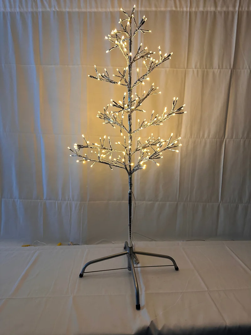 Verlichte metalen kerstboom zilver groot