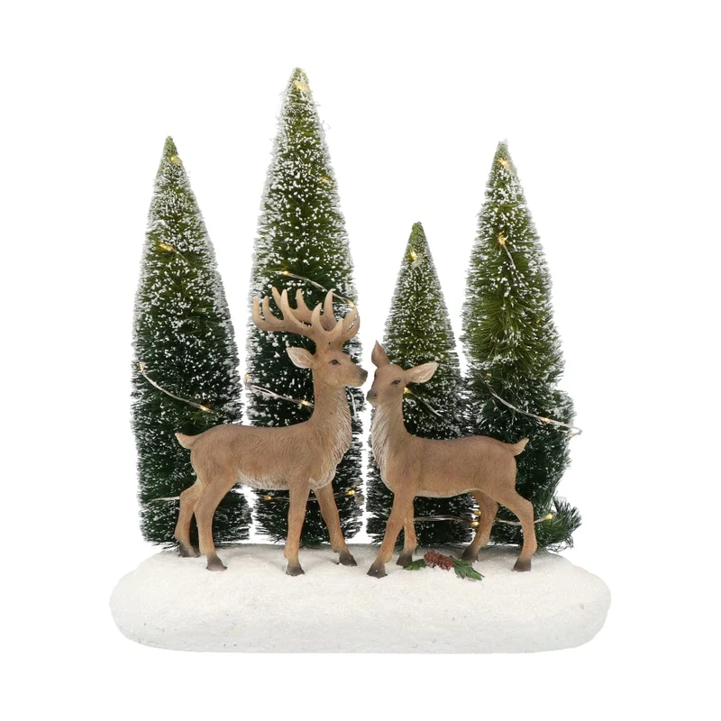 Open Landschap in kerstsfeer met Herten