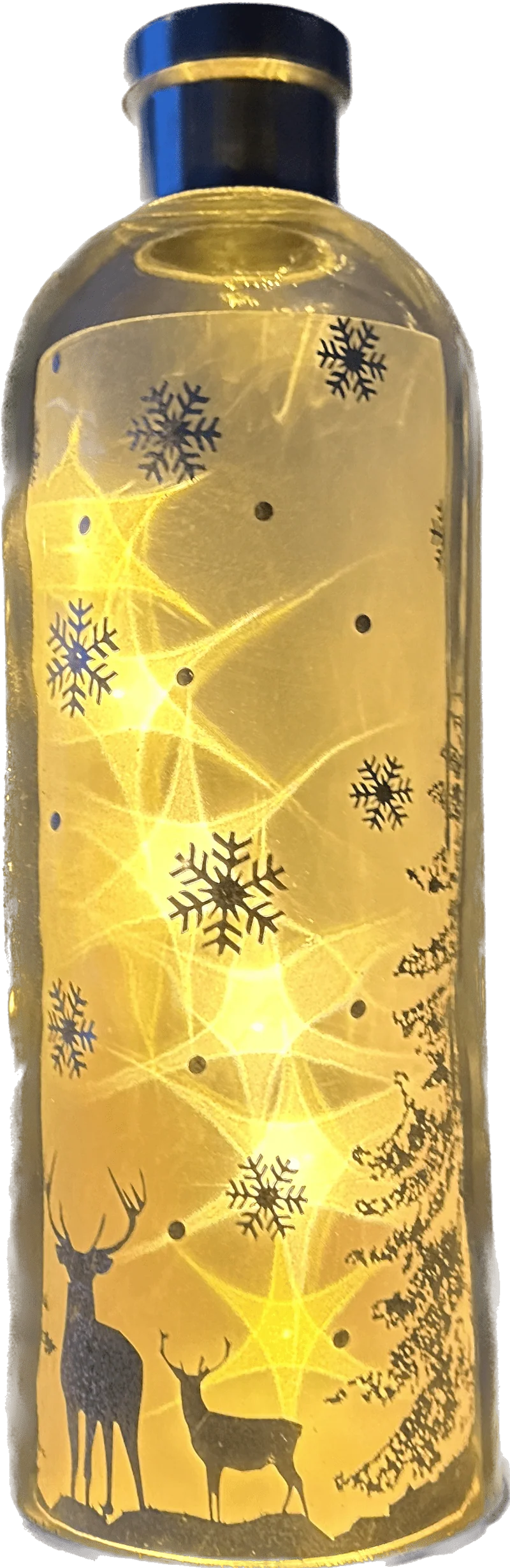 Verlichte Fles met Kersttafereel