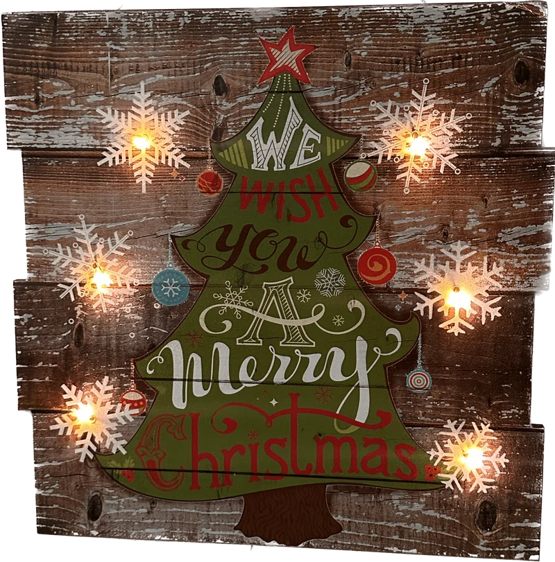 Vierkant Houte bordje om op te hangen: Kerstboom