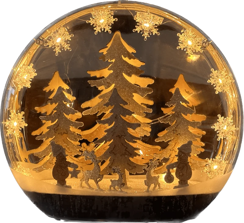 Ronde staander met Kerstbos Verlicht