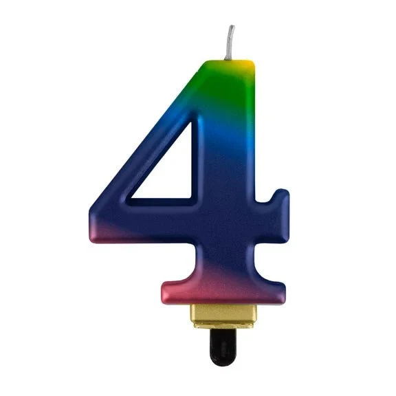 4 Jaar Kaars Regenboog 8cm