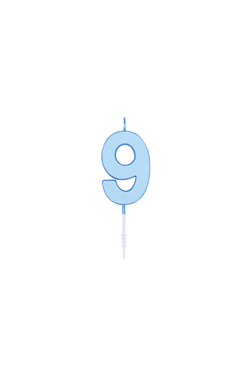 9 Jaar Kaars Blauw Pastel 4,5cm
