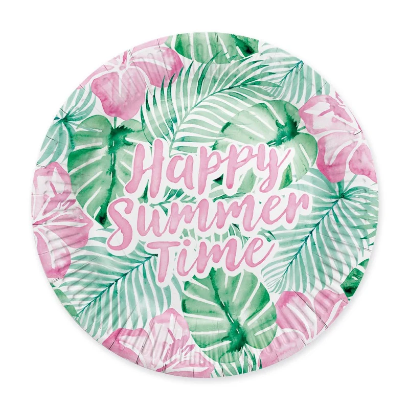 Groen Roze Borden Happy Summer Time 23cm
