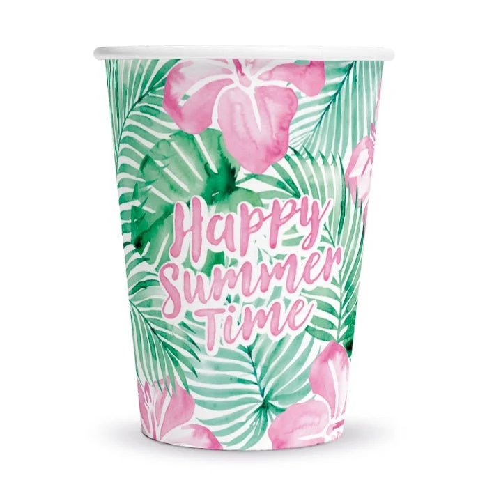 Groen Roze Bekers Happy Summer Time 210ml 8st