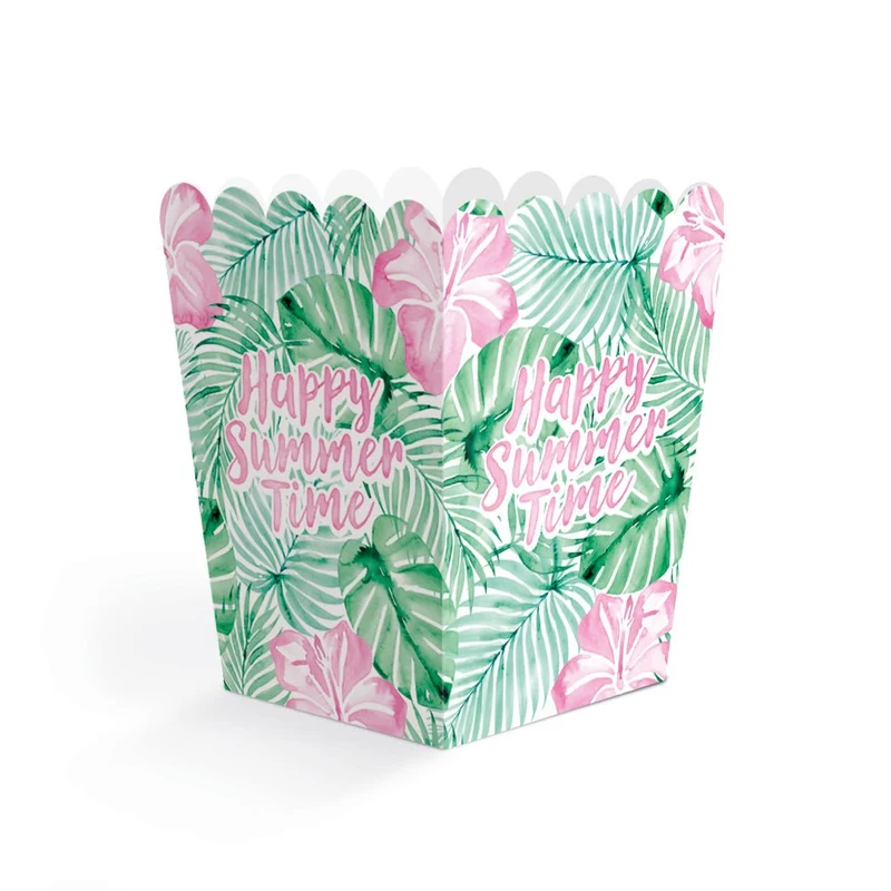 Groen Roze Snackbakjes Happy Summer Time 6cm 8st