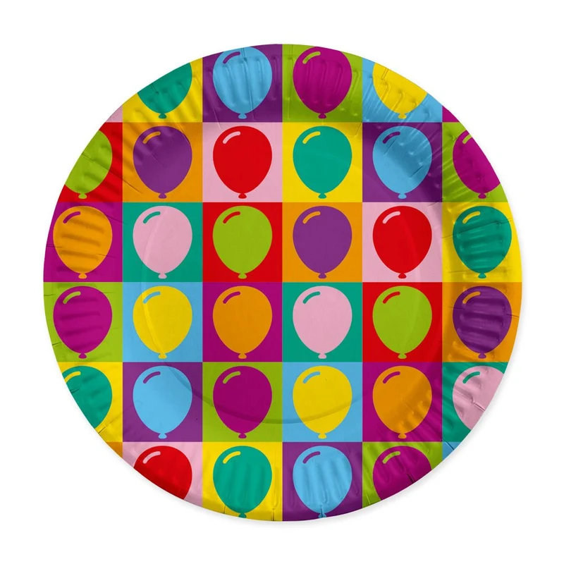 Gekleurde Borden Papier Ballonnen 23cm 8st