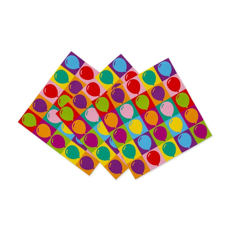 Gekleurde Servetten 3- Laags Ballonnen 33cm 20st