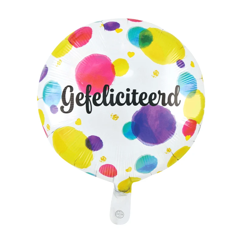 Gefeliciteerd Helium Ballon Gekleurd Stippen Leeg 45cm