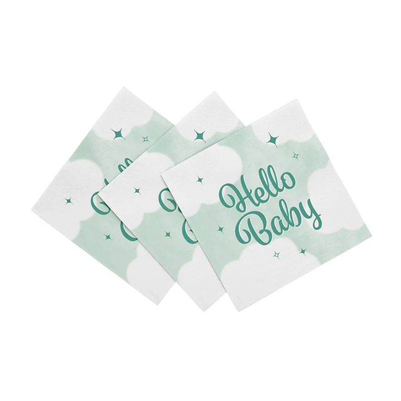 Turquoise Servetten Hello Baby 33cm 20st