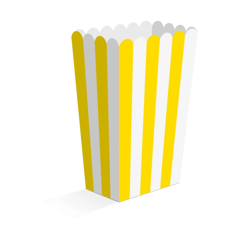 Geel Witte Popcorn Bakjes 13,5cm 8st