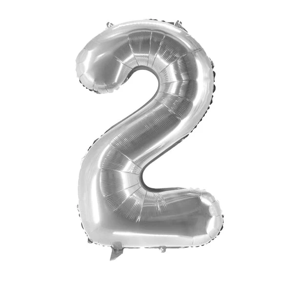 2 Jaar Cijfer Ballon Zilver Leeg 1m