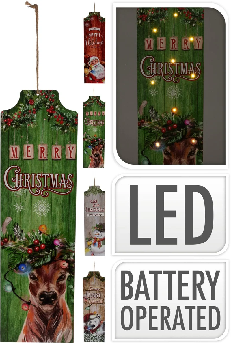 Houten Bord "I Wish it is Christmas Everyday" Sneeuwman