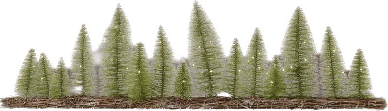 Stam met verlichte Kerstbomen