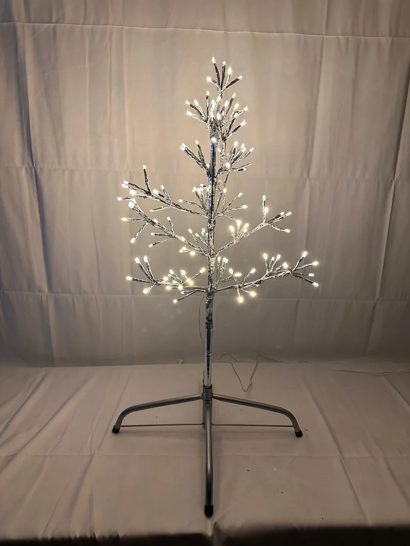 Verlichte metalen kerstboom zilver klein