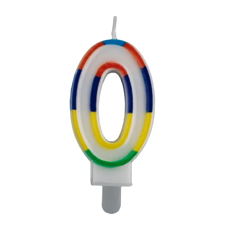 0 Jaar Kaars Gekleurde Rand 7cm