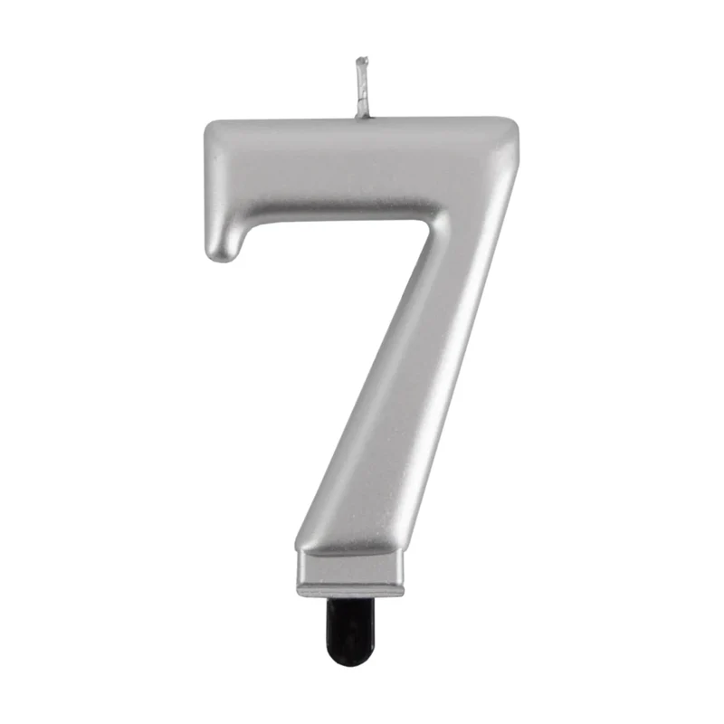 7 Jaar Kaars Zilver Metellic 7cm