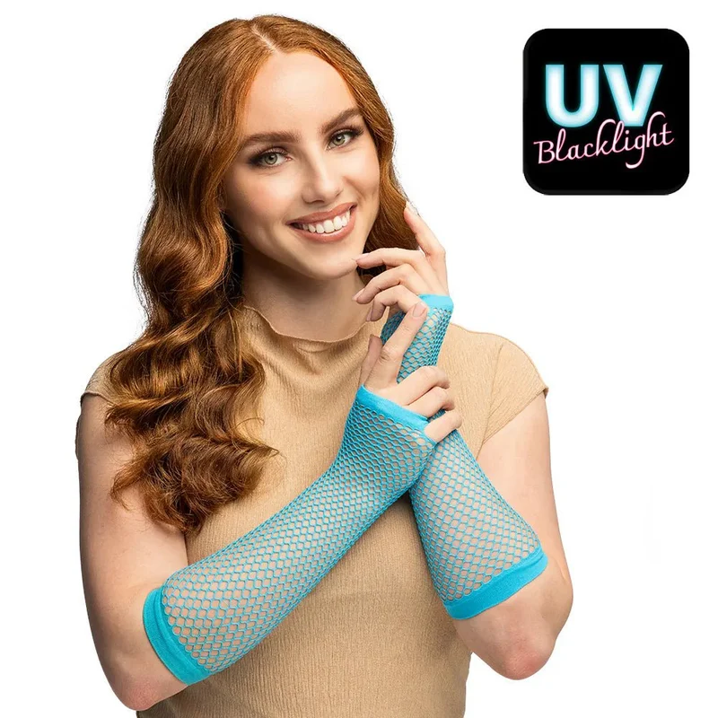 Paar handschoenen eleboog Mesh neonblauw