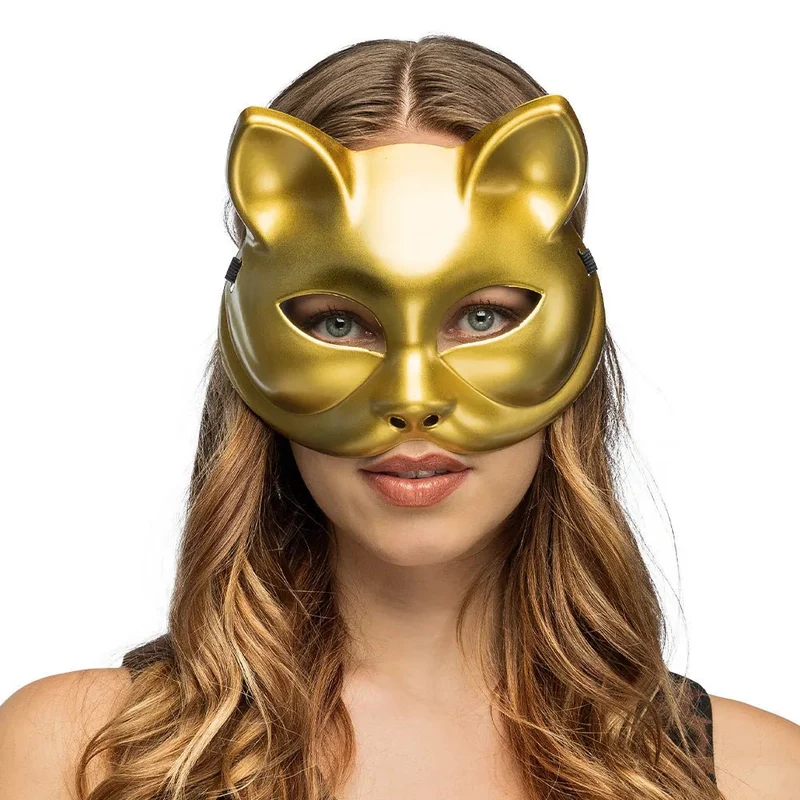 Halfmasker Kitty goud