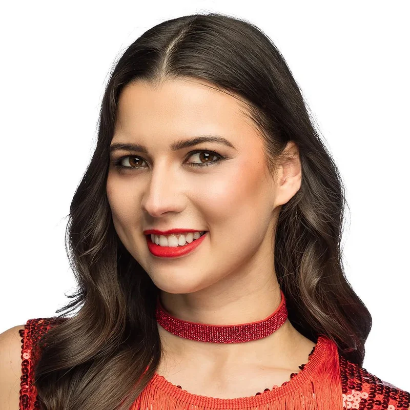 Choker Crystal rood