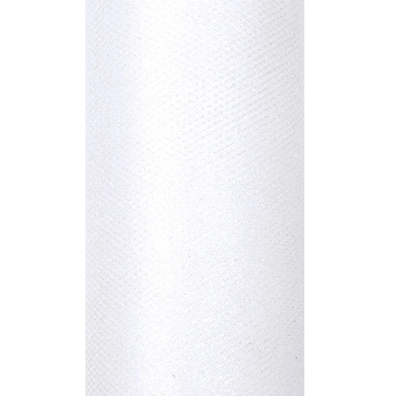 Witte Tule Rol Glitter 15cm 9m