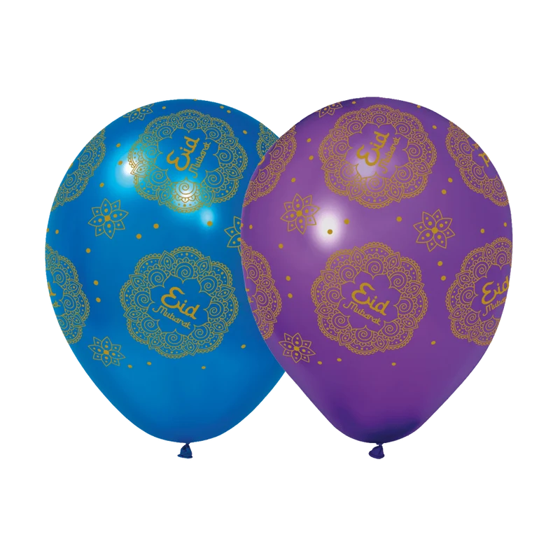 Eid Mubarak Ballonnen Paars Blauw 30cm 6st