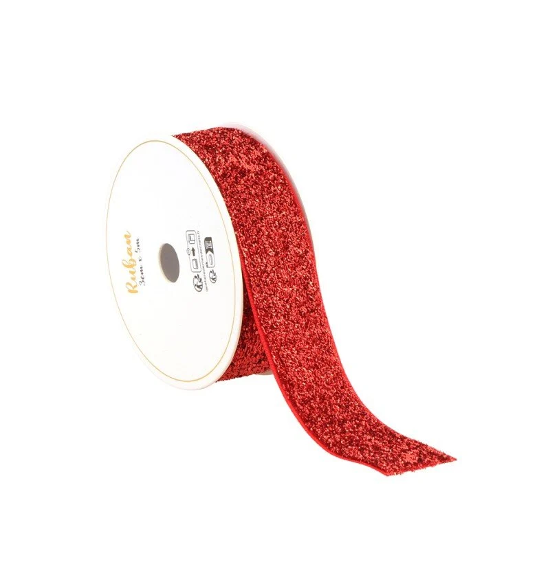 Rood Lint Glitter 25Mm 3m