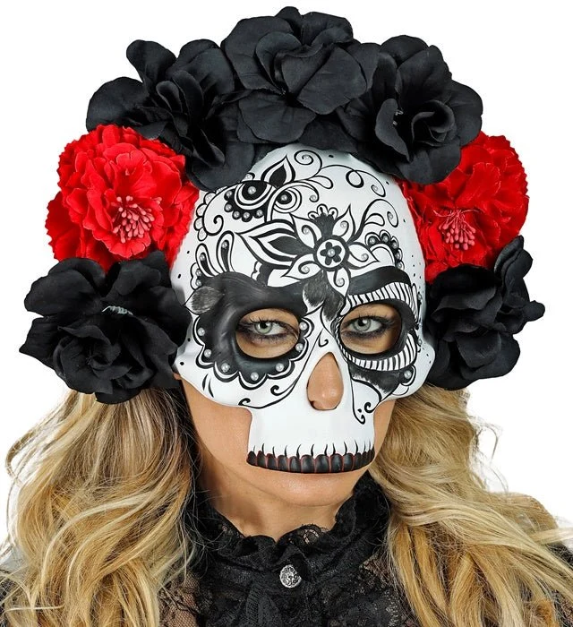 Dia De Los Muertos Masker Zwart Wit Schedel