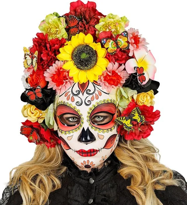 Dia De Los Muertos Masker Gekleurd Bloemen