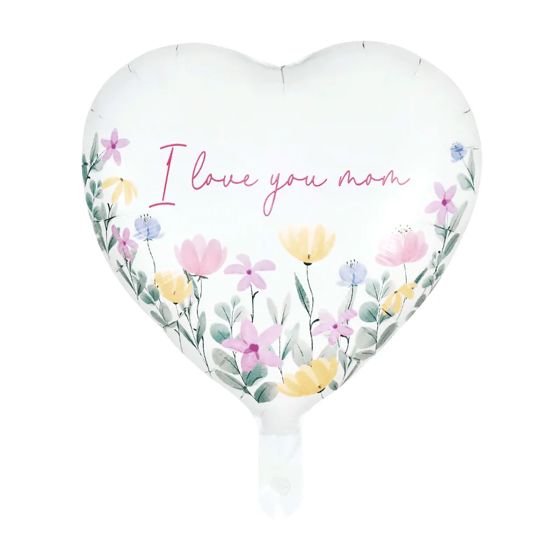 Witte Helium Ballon I Love You Mom Leeg 45cm
