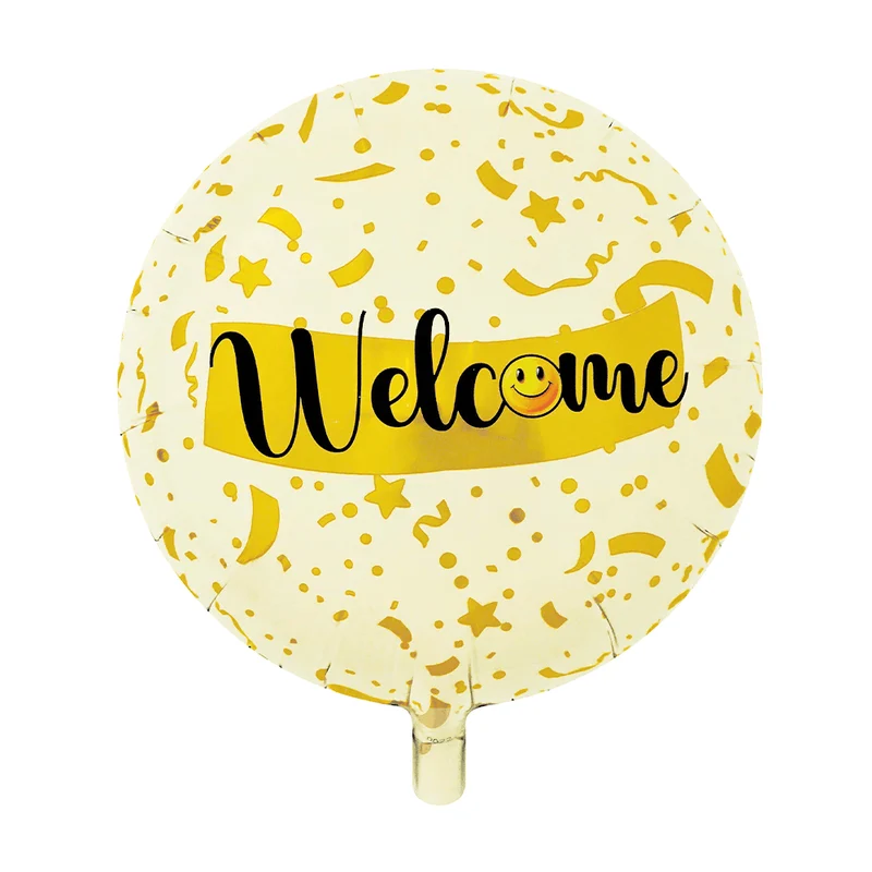 Welcome Helium Ballon Geel Confetti Leeg 45cm
