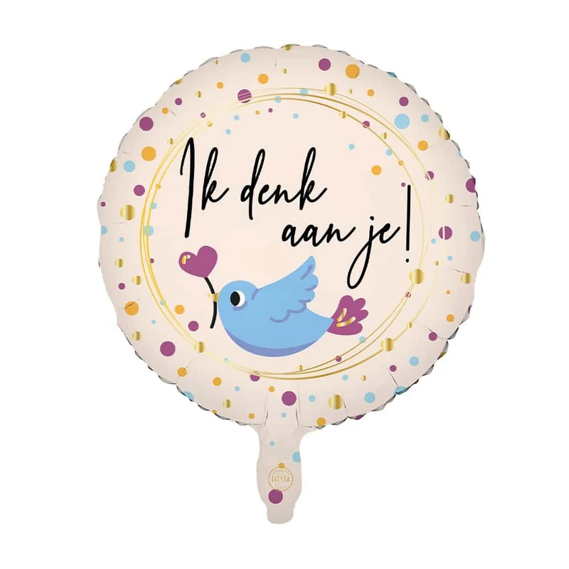 Beige Helium Ballon Ik Denk Aan Je Leeg 45cm