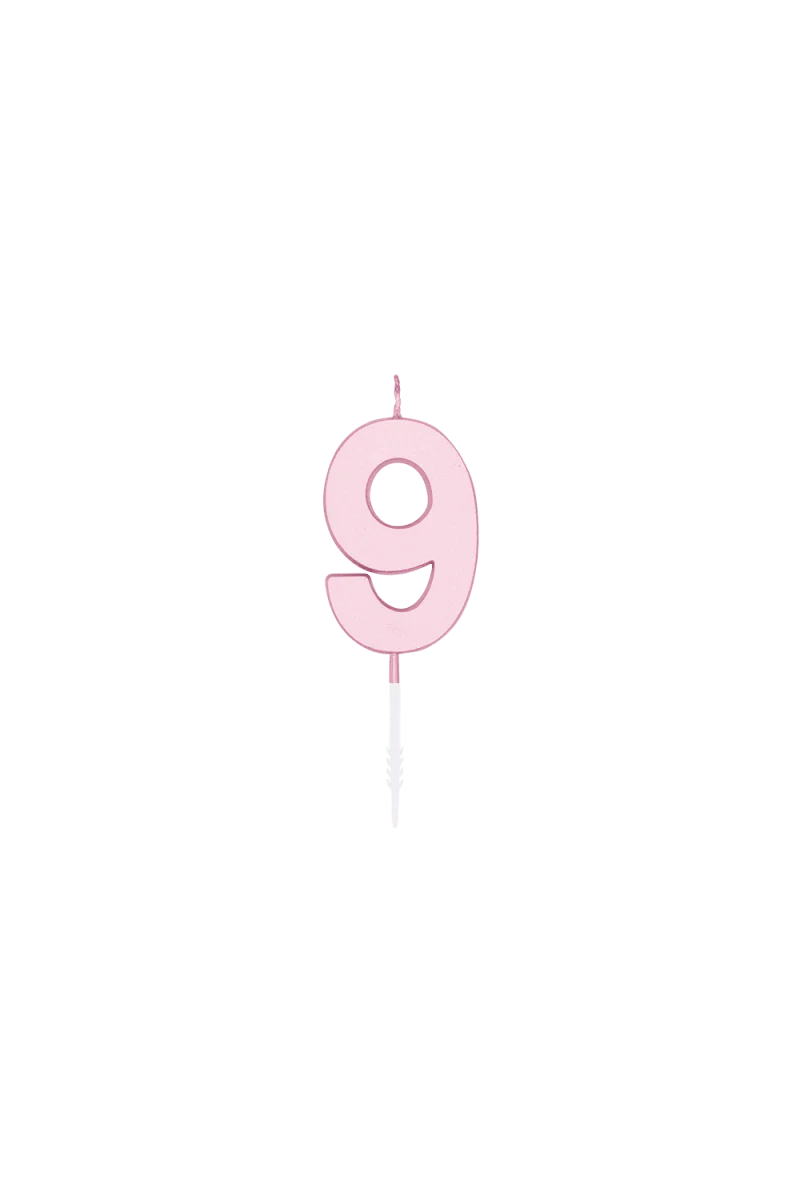 9 Jaar Kaars Roze Pastel 4,5cm