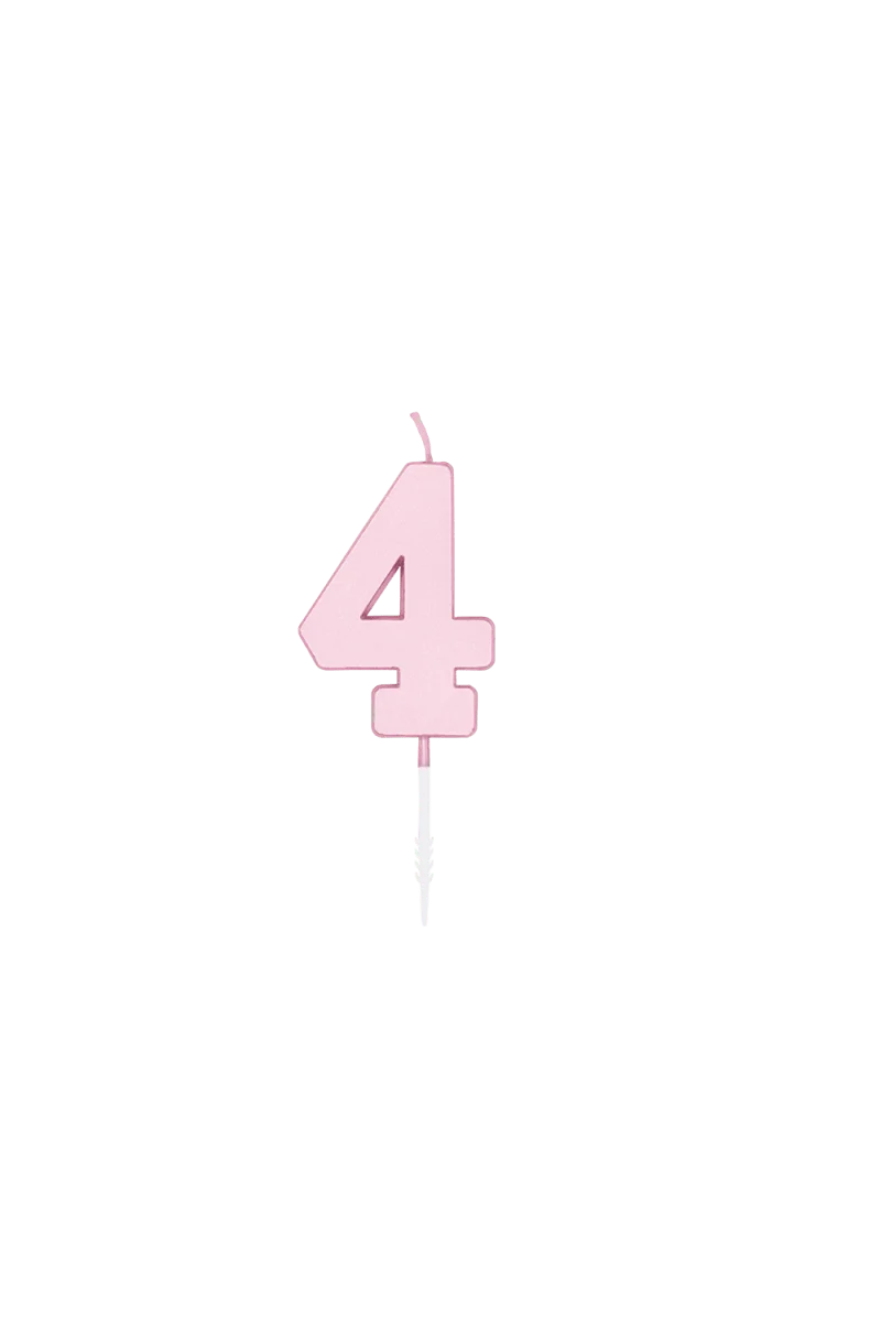4 Jaar Kaars Roze Pastel 4,5cm