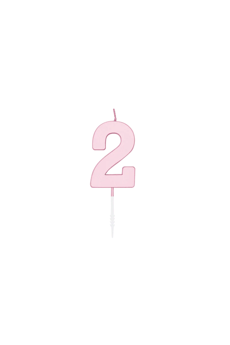 2 Jaar Kaars Roze Pastel 4,5cm