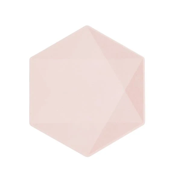 Roze Borden Zeshoek 20,8cm 6st