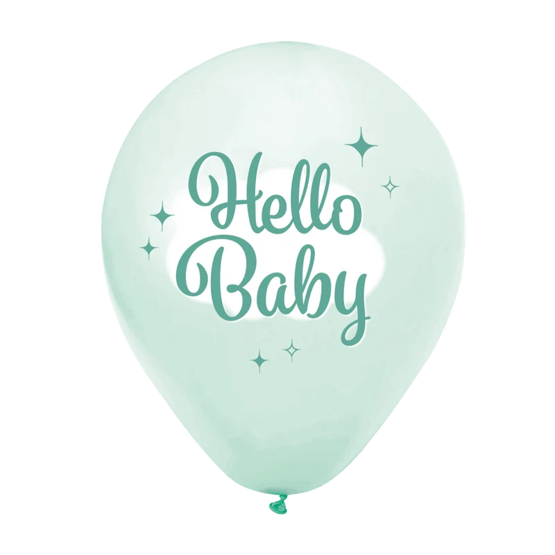 Turquoise Ballonnen Hello Baby 30cm 8st