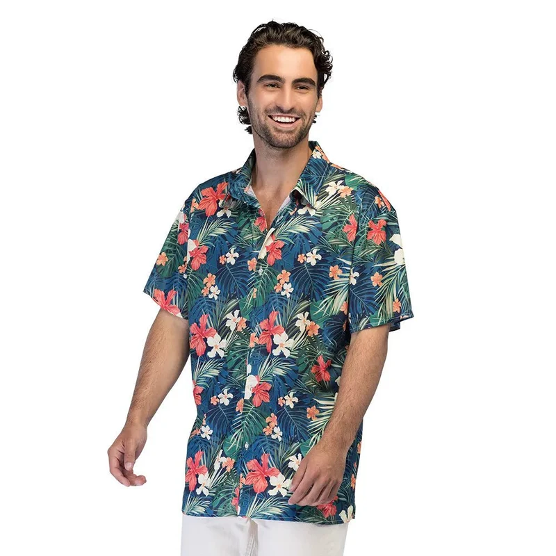 Hawaii Blouse Blauw Heren