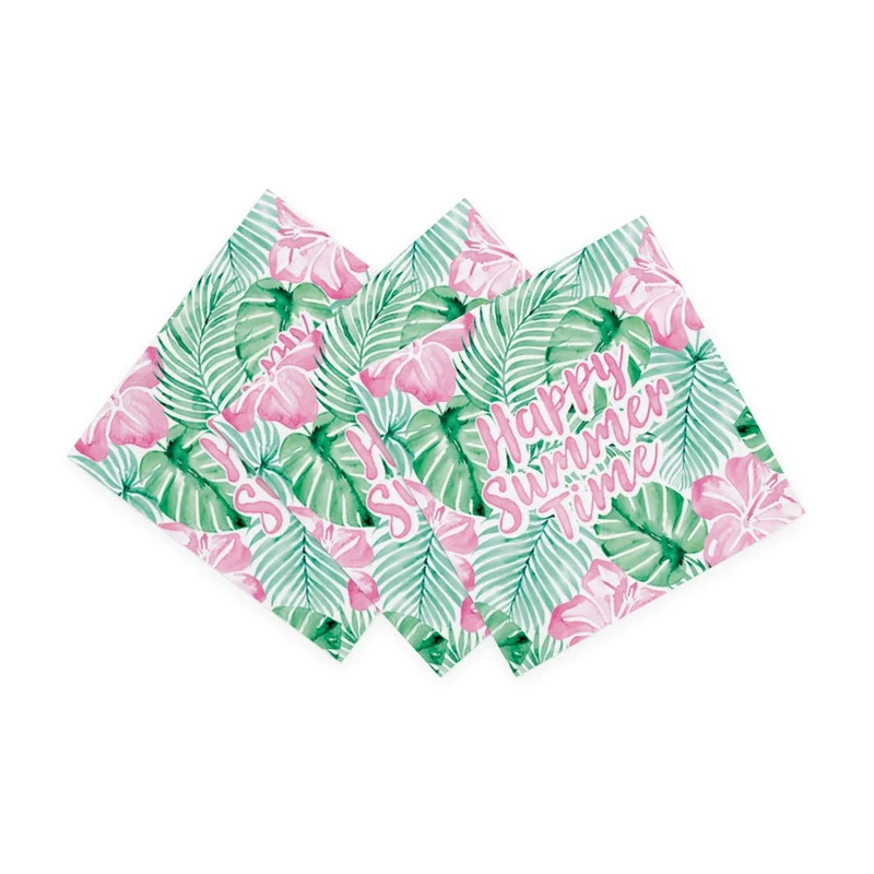 Groen Roze Servetten Happy Summer Time 33cm 20st