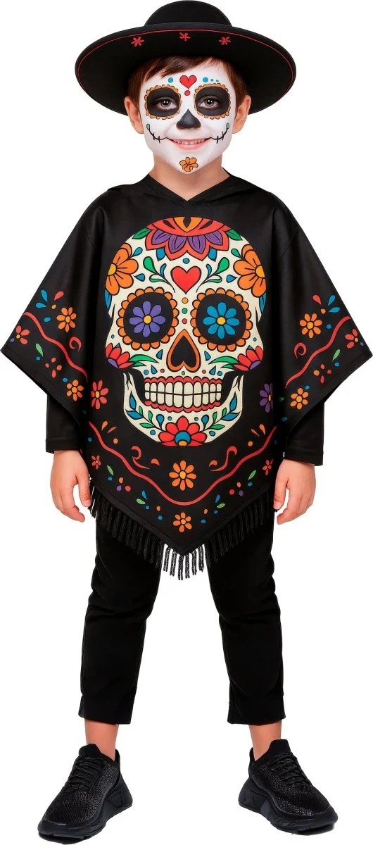 Dia De Los Muertos Poncho Kind