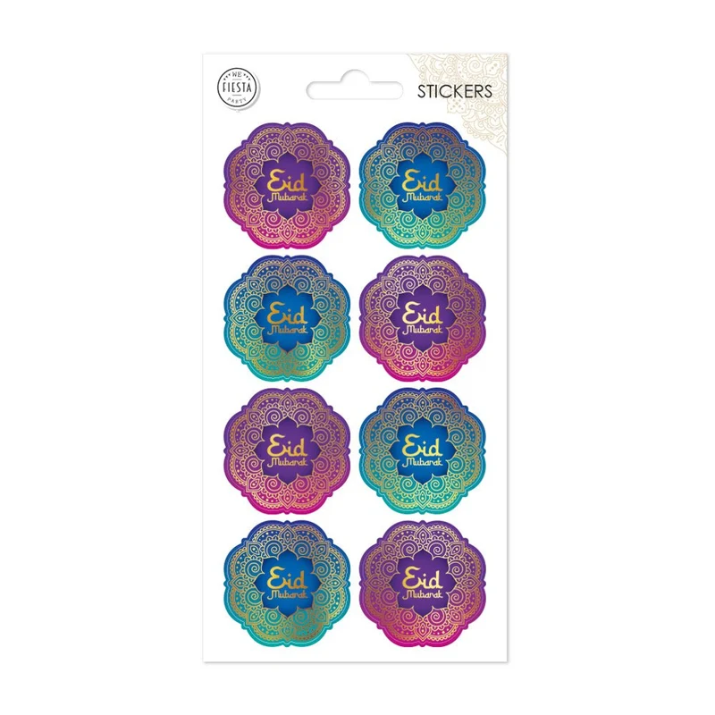 Eid Mubarak Stickers Paars Blauw