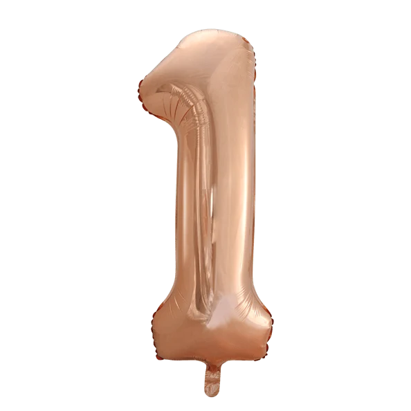 Folie Ballon Cijfer 1 Rose Goud XL 86cm leeg