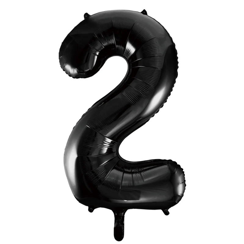 Folie Ballon Cijfer 2 Zwart XL 86cm leeg