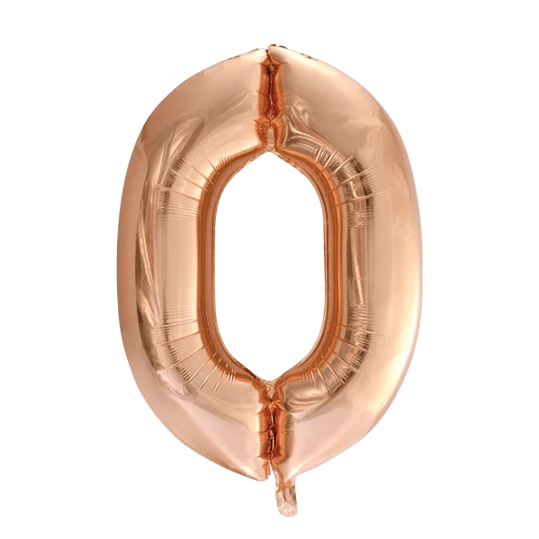 Folie Ballon Cijfer 0 Rose Goud XL 86cm leeg